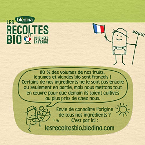 Blédina Les Récoltes Bio, Petits pots bébé Bio dès 10 Mois, Pommes Cassis Petits Morceaux, 2x130g (Lot de 2)