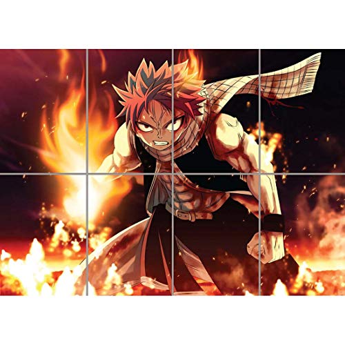 Doppelganger33 LTD Fairy Tail Natsu Dragneel Anime Manga Wall Art Multi Panel d'affiche 47x33 Pouces
