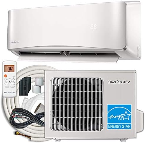 DuctlessAire - Mini Split AC and Heat Pump Variable Speed Inverter, 24000 BTU Minisplit System, Efficient Cooling & Heating for Home and Office, Easy DIY Installation Kit (White), R-410A - 220V