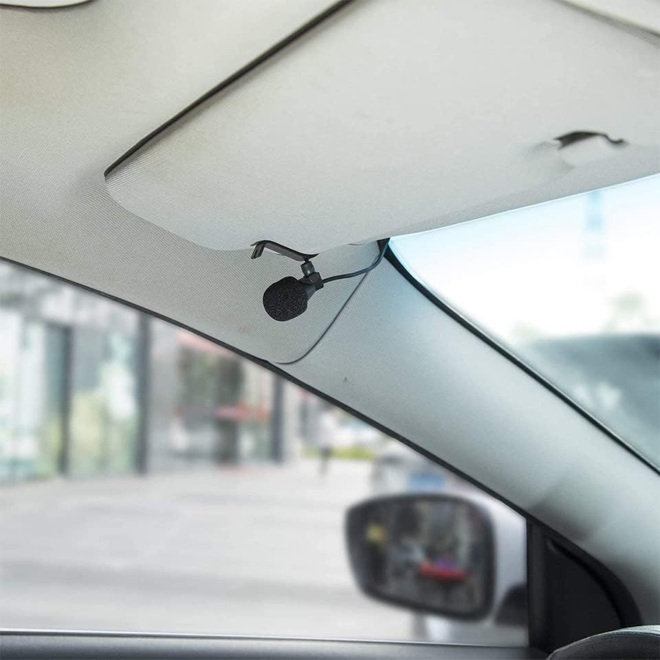 Miniatura 6 de NHOPEEW Micrófono de coche de 0.138 in para estéreo de automóvil, universal, portátil, 5 pies, micrófono de clip Lavalier para unidad principal del