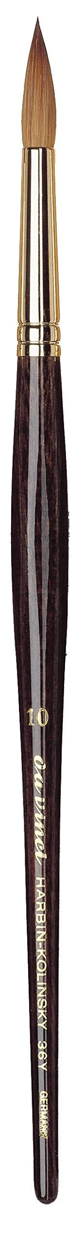 da Vinci Watercolor Series 36Y Paint Brush, Round Harbin Kolinsky Red Sable with Anthracite Hexagonal Handle, Size 10