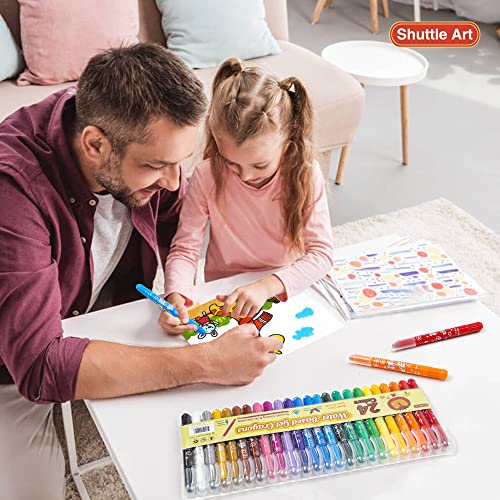 Shuttle Art 24 Colors Gel Crayons For Toddlers, Non-Toxic Twistable Crayons Set For Kids Children Coloring, Crayon-Pastel-Watercolor Effect, Ideal For Paper #TOP5