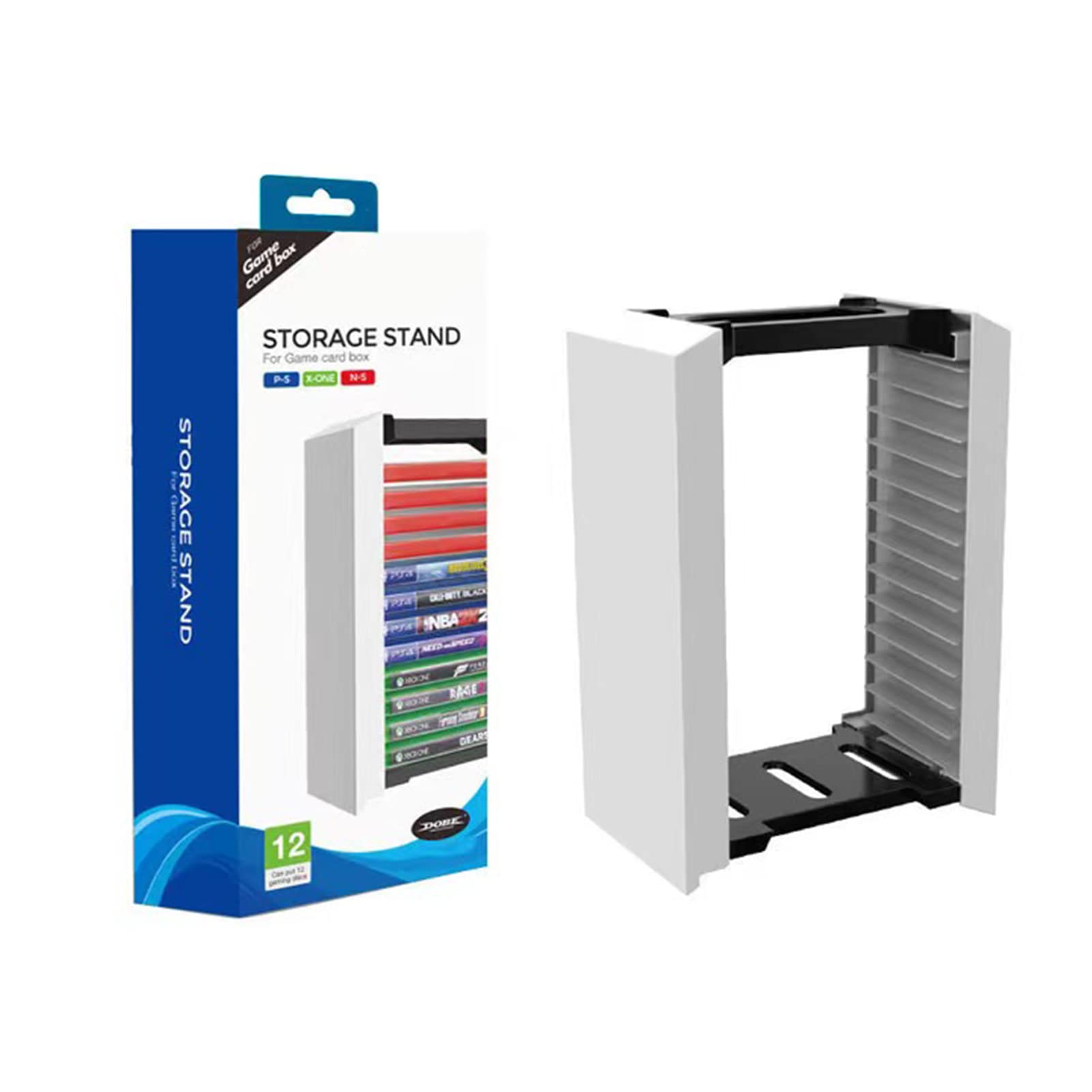 Cutogain PS5 Game Organizer Video Game Storage Stand Tower Stores 12 Game or Blu-Ray Disks Game Holder Compatible with PS4, PS5, Xbox One, Xbox Series X/S