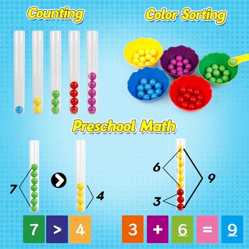 Broytain Counting and Color Sorting Toys for Toddlers,Math Manipulatives Match Games Educational Learning Fine Motor Skills,STEM Preschool Kindergarten Learning Activities - Image 4