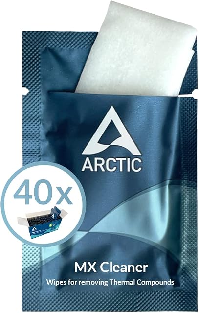 ARCTIC MX Cleaner (40 Szt.) - Chusteczki czyszczące do usuwania pasty termicznej, 11,5 x 11,5 cm, biodegradowalny