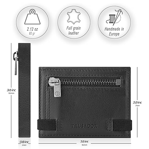 TRUSADOR Marseille Rfid Leather Wallet for Women and Men Includes ID Window, Detachable Mirror, Holds Bills, Cards, Includes Coin Pocket, Holds Cash (Black)2
