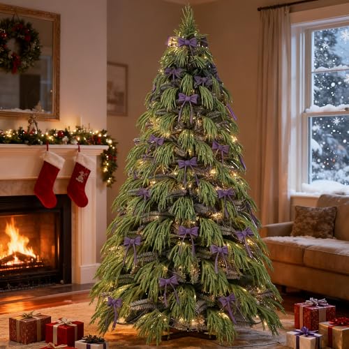 Soontrans Árvore de Natal 180 cm, árvore de Natal nevada com luzes, suporte de madeira, saco de armazenamento Oxford 600D, material PVC e PE, largo, para lojas, salões, escritórios, interior exterior