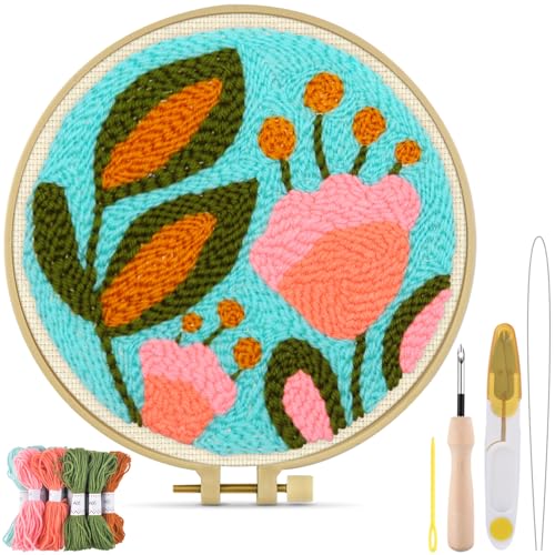 Image of TINDTOP Punch Needle Kits, Tulip Punch Embroidery Kits for Adults