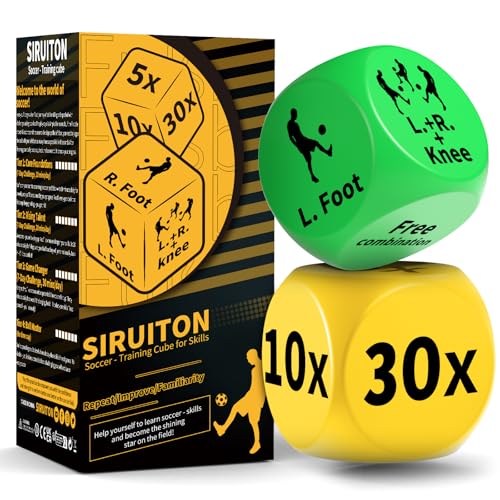 SIRUITON Soccer Kick Up Training Dice (2pcs) - Fun & Portable Soccer Skills Trainer Gifts for Boys and Girls, Teens & Adults Soccer Training Equipment.