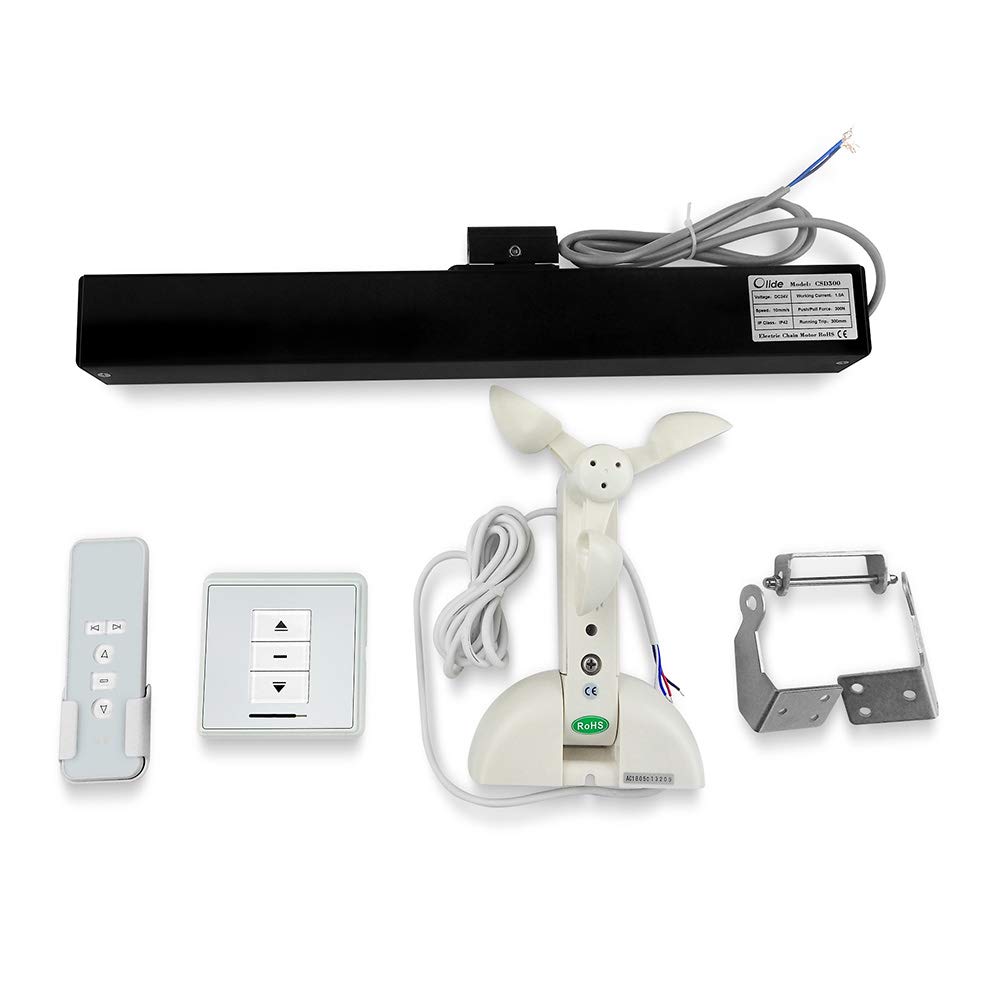 Olide Olide Schwarzes Sicherheitsschutzsystem für Gewächshaus, Fensterschließer mit Regen- und Windsensor