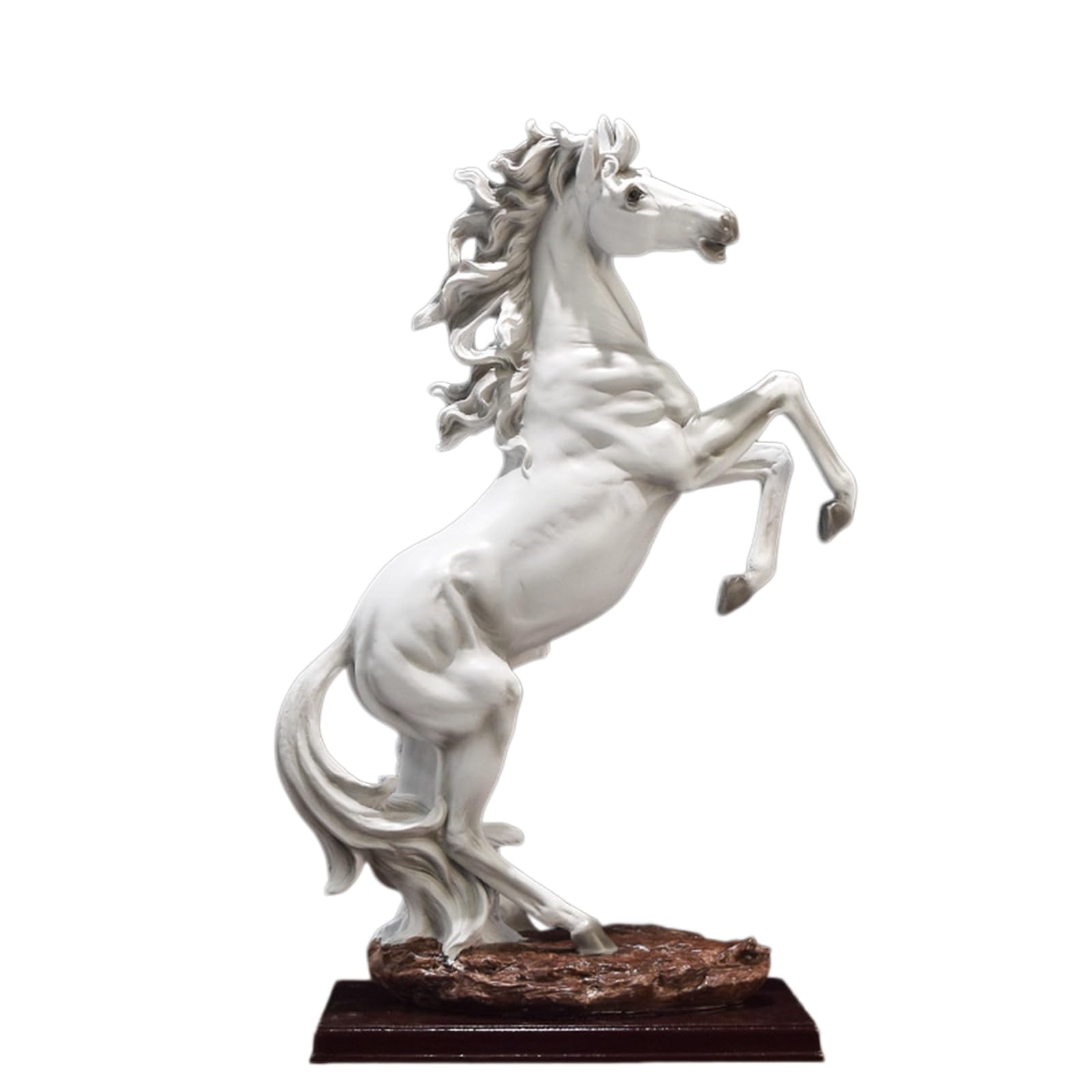YXCQHZM 18inch Figurine Horse Resin Statue Braided Horse With Meaning Of Success for Desk Bookshelf Cabinet to Attract Luck and Wealth (white)