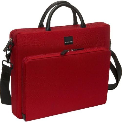 ACME Made Executive Slim Cargo (Chili Pepper Red) with Solid Italian Leather Handle, Notebook Medium Size Bag. A Great Corporate or Individual Gift for Any Occasion and Anyone