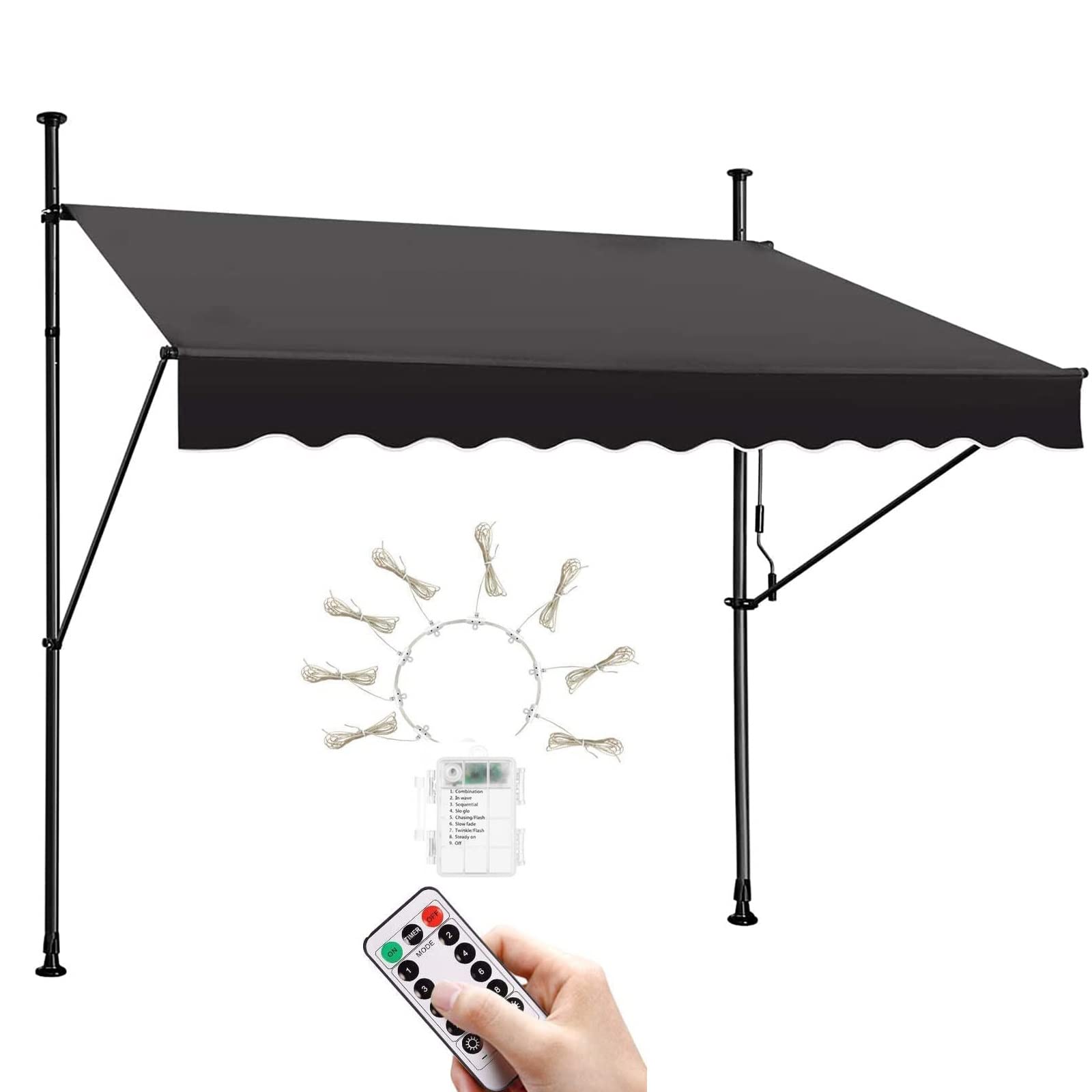 Toldo retráctil para patio exterior lona poliéster parasol manual ventana y puerta