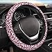 Pink Leopard Print Steering Wheel Cover for Women, Universal Auto Steering Wheel 14-15 Inch Car Interior Accessories with 2PCS Car Coasters, Suitable for Men and Women