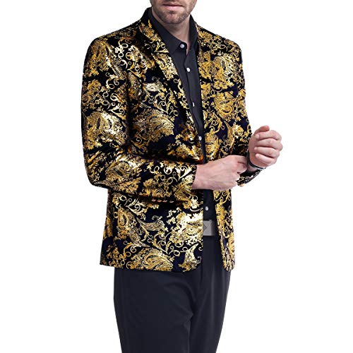 Image of Cloudstyle Men's Dress Floral Suit Notched Lapel Slim Fit Stylish Blazer Dress Suit