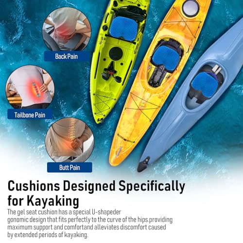 Cojín para asiento de kayak ohaayoo, gel impermeable antideslizante, 15 x 12.5 x 1.6 pulgadas miniatura 5