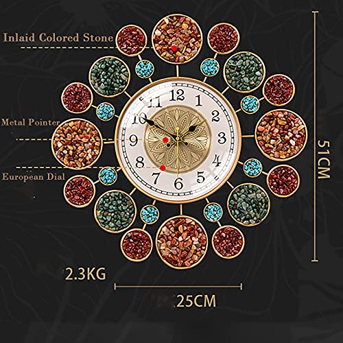Alremo Huangxing - Large Luxury Wall Clock With Color Stone Silent Non Ticking Quartz Battery Operated Clocks Decorative For Living Room Bedroom Office,Roman Numerals (Color : Roman Numerals) #TOP1