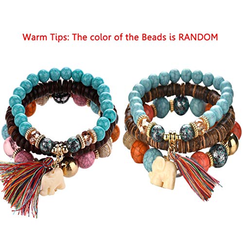 Bohemian Wood Beaded Bracelets & Bangles For Women Ethnic Tassel Elephant Multilayer Bracelet Charm Pulseiras Bijoux Candy Color Creative Gift Home Christmas Decor Clearance2