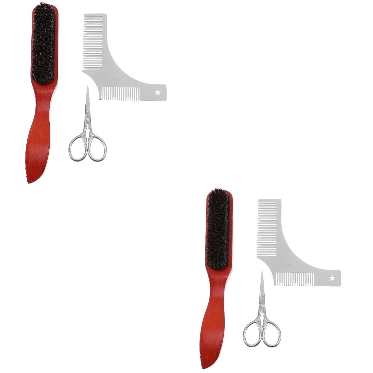 Baluue 2 Ensembles Peigne à Barbe Kit Barbe Portable Entretenir Et Tailler La Barbe Brosse à Barbe En Bois