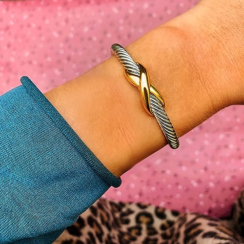 Image of UNY Jewel Bracelet Designer Brand Inspired Women Jewelry 4.5mm Thin Twisted Cable Wire Bangle Gem Stone Christmas Day Gift