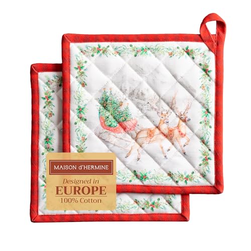 Maison d'Hermine Topflappen-Set, 100% Baumwolle (20 cm x 20 cm, 2er-Pack) – Ansicht 1