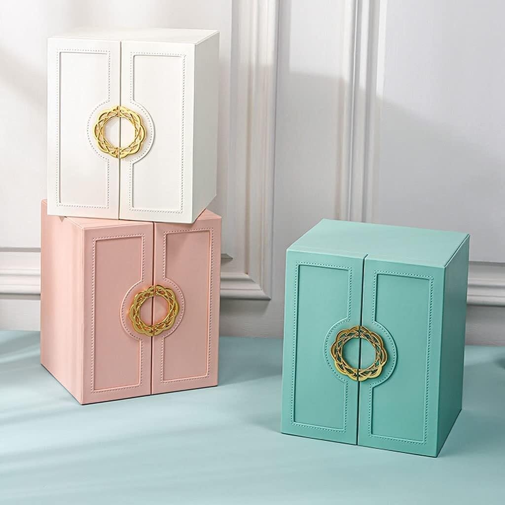 Joyero Organizador con 5 cajones y Puertas Dobles, Estuche de Cuero para Guardar Anillos, Pendientes, Collares y Relojes.