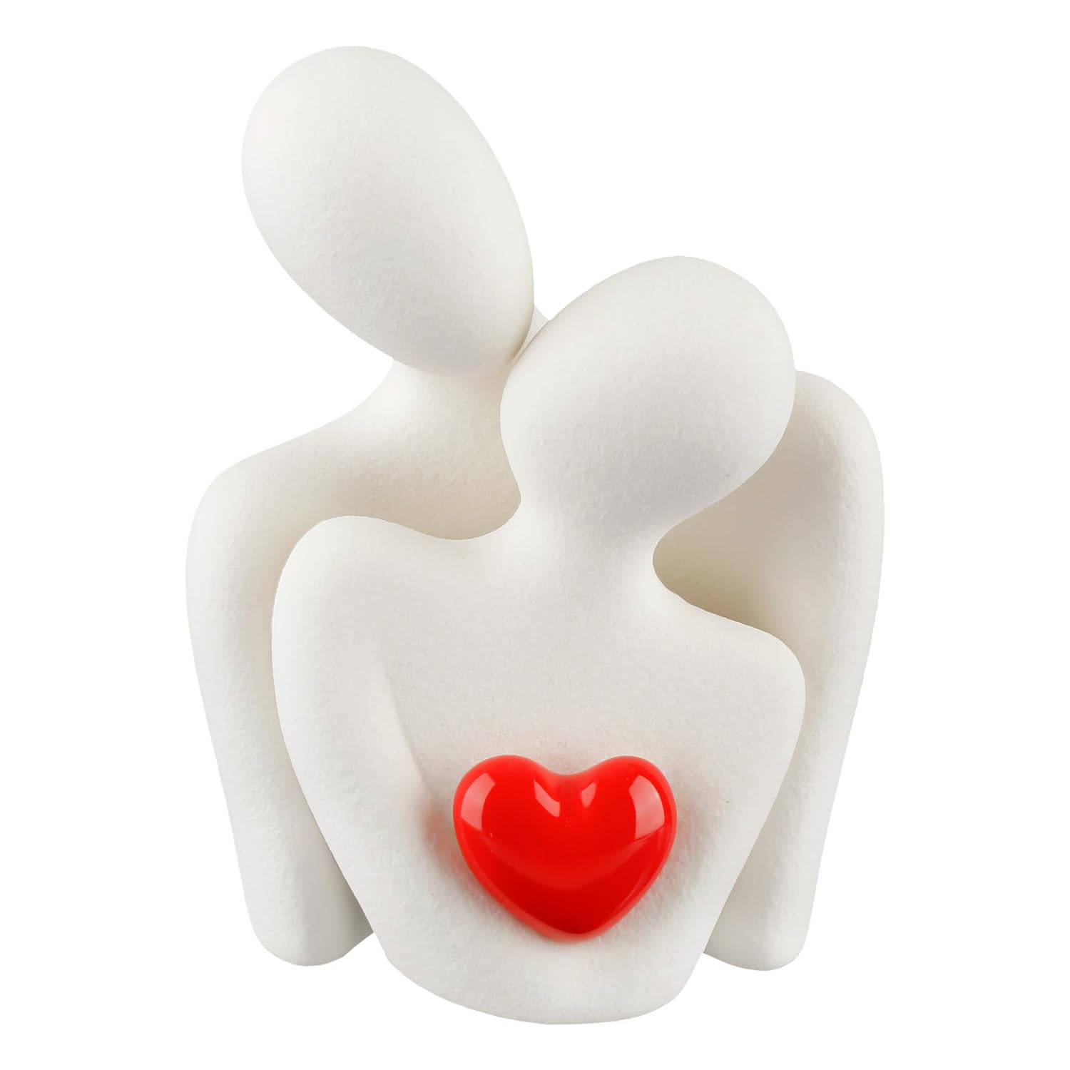 wellrun Romantic Couple Statue,Abstract Sculpture Figurines for Living Room,Couple Hugging Ornament for Wedding,Anniversar,Home Decor(Red Heart)