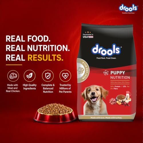 Image of Drools Puppy Dry Dog Food 1kg | Meat and Milk Flavour | Supports Healthy Brain Development and Cognitive Function | Antioxidants | Chelated Minerals | Better Bioavailability of Minerals