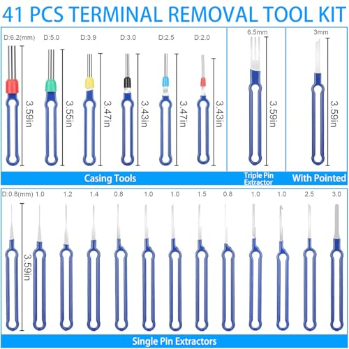 41 Stuks Pin Extractor Tool Wire Connector, Terminal Verwijderen Gereedschapsset, Ontgrendelingsgereedschap, Elektrische Draad Connector Pin Verwijdering Tool Kit, Met Doos(Blauw) - Afbeelding 3