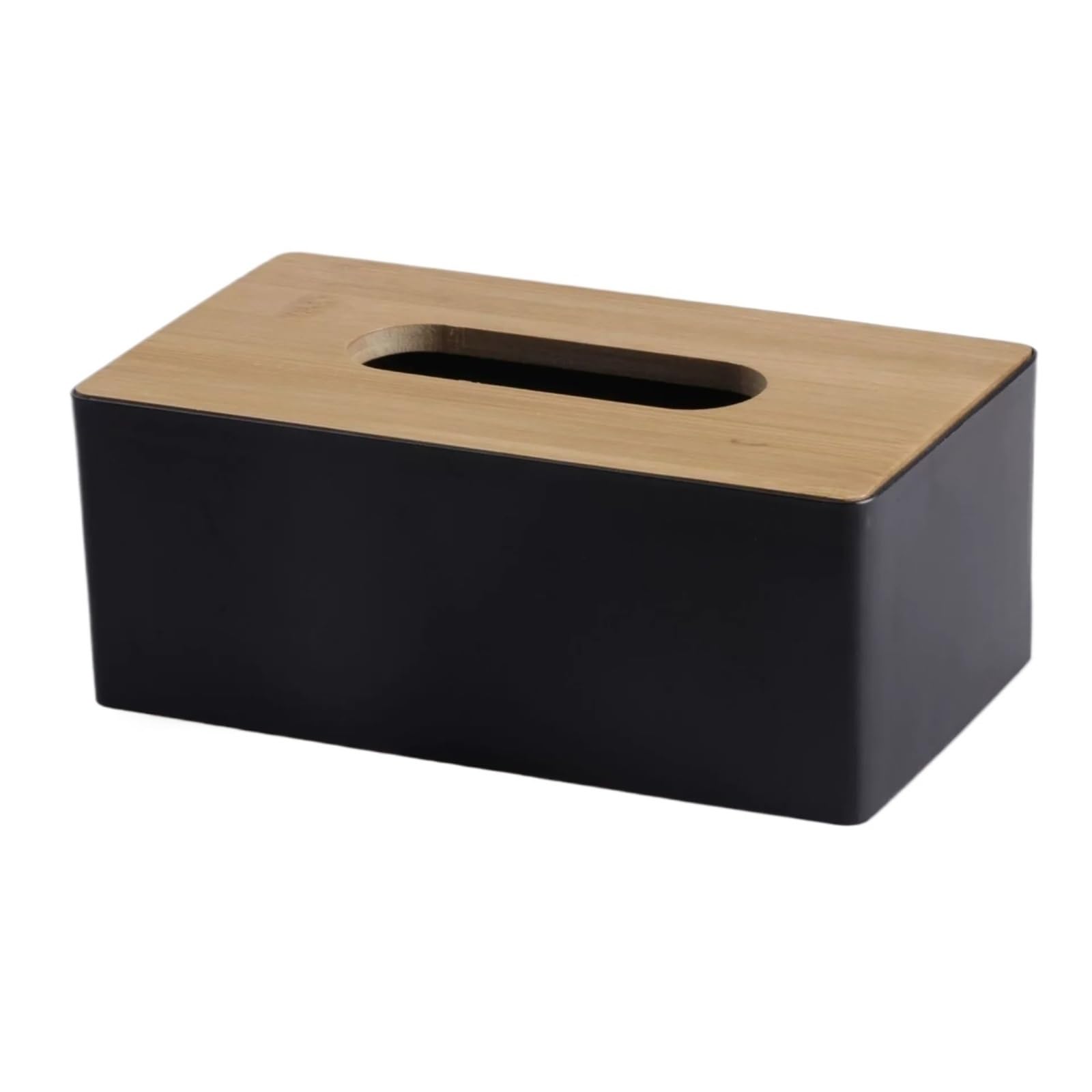 Tissue Box 1 Pcs Square Napkin Holder Container Wet Tissue Paper Dispenser Case Modern Home Plastic Tissue Box Wooden Lid(Black)