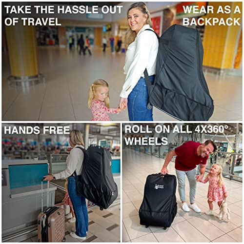 Traveleasyy Car Seat Bags For Air Travel - Car Seat Travel Bag For Airplane - Universal Fit-Portable Car Seat Travel Bag Backpack & Wheels - Extra Durable Long Term Investment - Ergonomic Car Seat Bag #TOP4