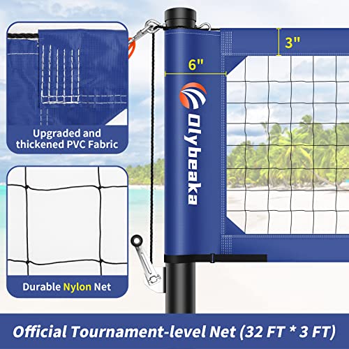 Olybeaka Portable Volleyball Net Outdoor For Backyard Beach Heavy Duty Volleyball Net Set System With 2" Adjustable Height Aluminum Poles, Pu Volleyball, 2” Boundary Line, Upgraded Anti-Sag Design #TOP2