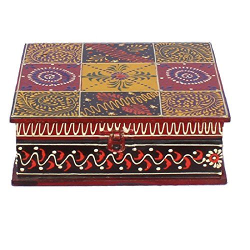 Image of Apka Mart The Online Shop Wooden Jewellery Box Organizer | Multi-Purpose Jewelry Boxes - for Earrings, Necklace, Rings, Makeup, Dressing Table Decor & Gifts - 10 Inch (Wood, Multicolor)
