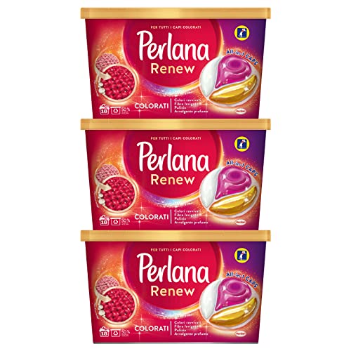 3 x Perlana Renew Colorati All in 1 Caps Detergente en Cápsulas para Lavadora - 3 Paquetes de 18 Cápsulas