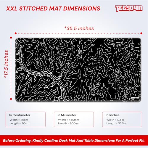 Image of Black Canyon Map Stitched Mousepad (17.5x35.5) for Laptop, Desktop, PC and Gaming Deskmat (Stitched Black 2.O, XXL)