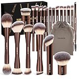 MAANGE Brochas de Maquillaje Profesional 20 Piezas Set de Brochas Maquillaje de Aluminio con Estuche de Terciopelo Sombra...