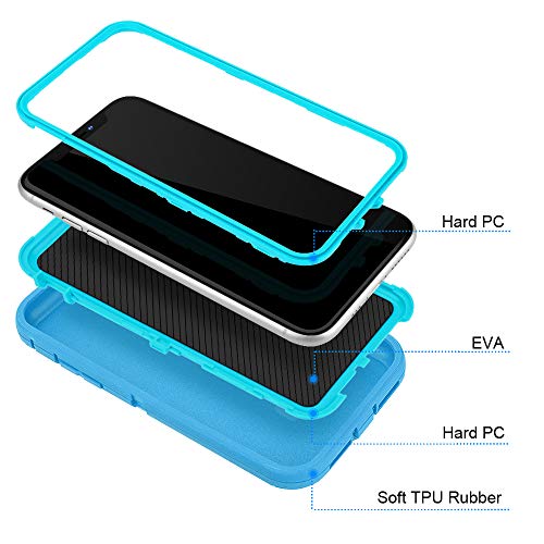 MAXCURY for iPhone 11 Case,Heavy Duty Shock Absorption Full Body Protective Phone Case Without Screen Protector Hard PC Bumper + Soft TPU Rubber Back Cover for iPhone 11 6.1 inch (Teal/Turquoise) by MAXCURY - Image 3