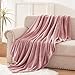 Exclusivo Mezcla Fleece Blanket King Size for Bed, Super Soft and Warm, All Season, Cozy, Plush, Lightweight, 90x104 Inches, Dusty Pink