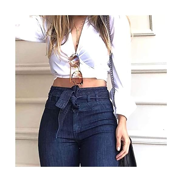 Pantete Womens High Waisted Bell Bottom Jeans Denim High Rise Flare Jean Pants with Belt