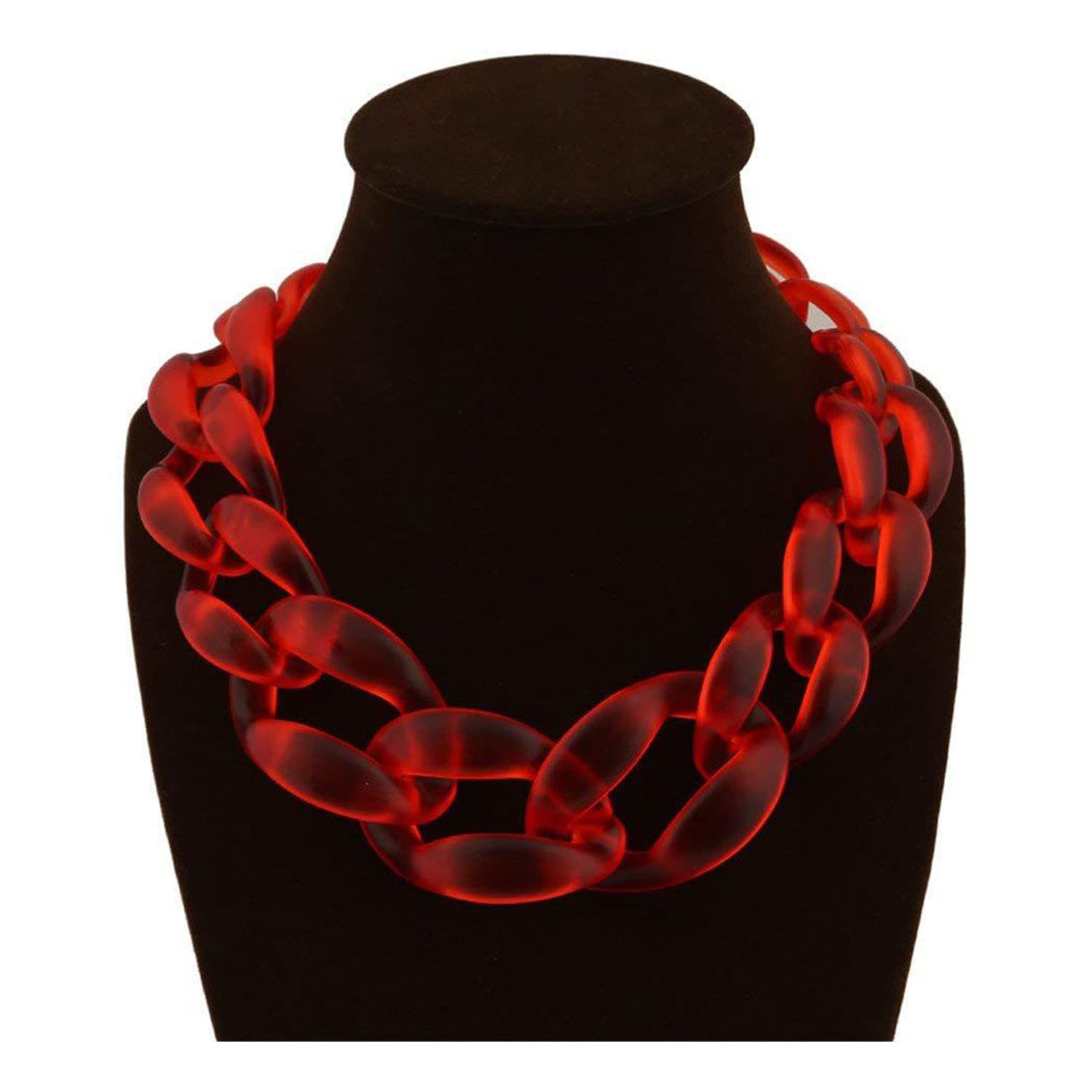 ESNY Collane a Catena Grosse Esagerate di Goth Rosa per Le Donne Collana con Ciondolo a Maglie Spesse Grandi in Acrilico Gioielli di Moda per Il Collo degli Uomini Red