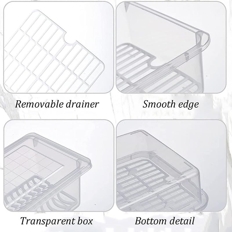 Image of Raawan Fridge Storage Boxes - Stackable Food Storage Containers | Removable Drain Plate & Lid | Durable Fridge Organizer to Keep Food Fresh Longer | Ideal for Fruits, Vegetables | 2500ml Pack of 6