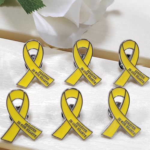 Image of 20 Pcs Funeral Ribbon Awareness Pins Memorial Lapel Brooches Forever In Our Hearts For Mourning Event
