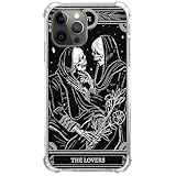 The Lovers Tarot Card Skull Black Case for iPhone 12/ iPhone 12 Pro, Trippy Psychedelic Aesthetic Tarot Card Cool Skeleton Case for iPhone 12/ iPhone 12 Pro,Trendy Design TPU Bumper Cover Case