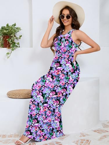 Image of DEARCASE Women's Sleeveless Summer Maxi Dress with Pockets,Beach,Vacation