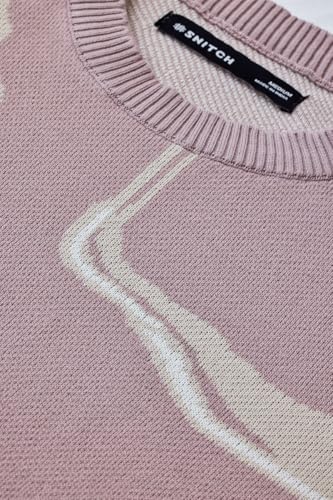 Image of SNITCH Men's Sweater | Abstract Pattern Regular Fit Crew Neck Knitwear | Premium Lightweight Cotton Pullover with Full Sleeves for Casual & Winter Wear