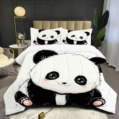 Nuphtun Edredón 220x240 2.4 kg | Animal Panda, Arte en 3D sobre Tejido de Microfibra Premium, Relleno de Algodón 200 gsm de Altísima Calidad, Placer Sensorial Que Renueva Energías C9