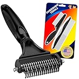 3PCS Pet Grooming Rake & Metal Comb & Flea Comb for Cats and Dogs, Double-Sided Dematting Tool, Extra-Wide Deshedding Dog Brush for Long Hair to Effectively Remove Tangles, Knots and Mats (Black)
