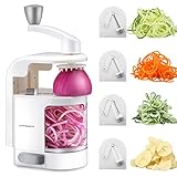 URPOWER Spiralizer Vegetable Slicer 4-Blade Vegetable Spiralizer, Veggie Pasta Spaghetti Maker, Perfect for Salad, Zucchini Noodles, Pasta and Cut Vegetables, Make Low Carb / Paleo / Gluten-Free Repas