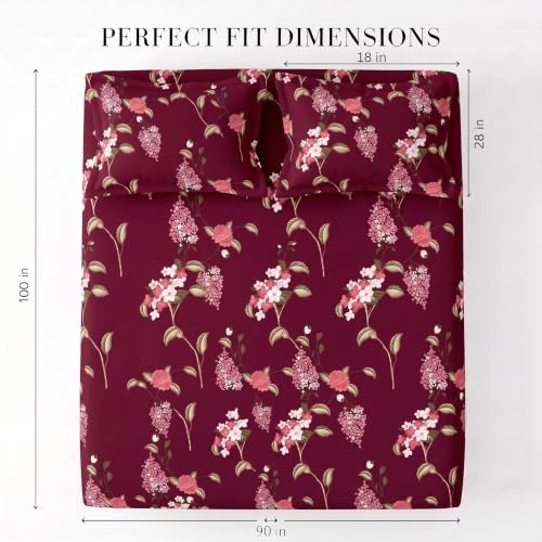 Image of VAS COLLECTIONS 240 TC Cotton Double Bedsheet with 2 Pillow Covers, Ultra Soft & Breathable Bed Sheet Set, Skin Friendly, Fade Resistant, Easy Care Bedding, 90 x 100 Inches - Deep Crimson