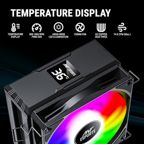 Ant Esports ICE- C612 Digital CPU Cooler/CPU Fan with LED Temperature Display| Support Intel - LGA1700 / 115X / 1200 AMD - AM5 / AM4 - Image 3